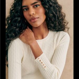 Sezane Dita Ecru Ribbed Sweater S